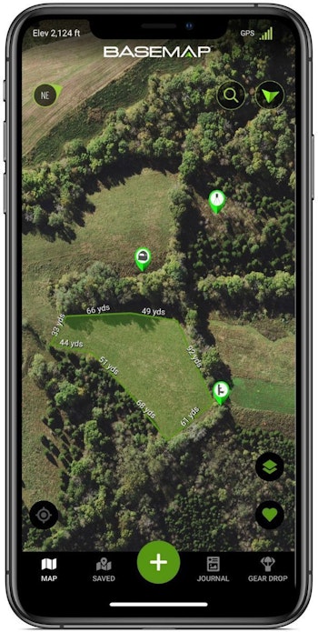 BaseMap has numerous features, including a tool that gives you the ability to measure the size of food plots. It allows you to draw an area on the map and it will calculate the number of acres. With this info, you can buy the correct amount of fertilizer and seed for a food plot.