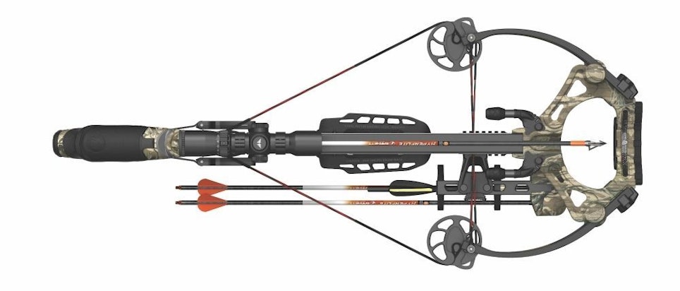 The Barnett HyperGhost 425 is 17.6 inches wide when ready to shoot.