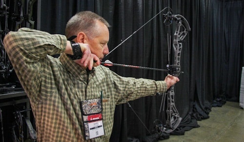 The author shooting the silky-smooth Bowtech Core SS during the 2024 ATA Show in St. Louis, Missouri.