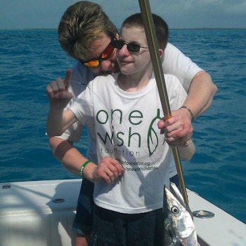 Noah Wagner and his mom during his One Wish Foundation fishing trip to the Florida Keys.