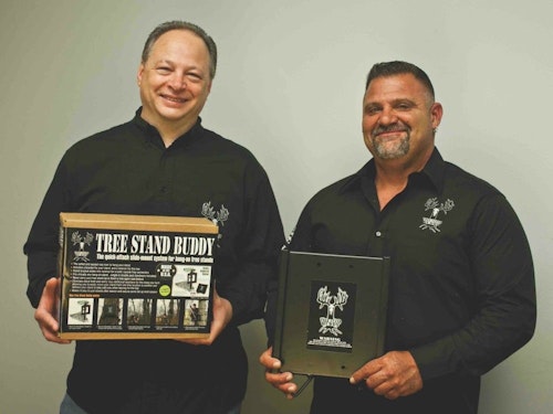 Hunting partners, Paul Petrino (left) and Dave Milazzo (right) founded Tree Stand Buddy with the goal of making the process of hanging a treestand safer.