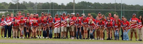 The University of the Cumberlands archery team celebrates its 2023 USA Archery Collegiate Target National title.
