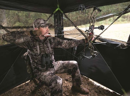 TruView panels in the new Summit Viper ground blind enable hunters to see animals approaching from almost any direction.