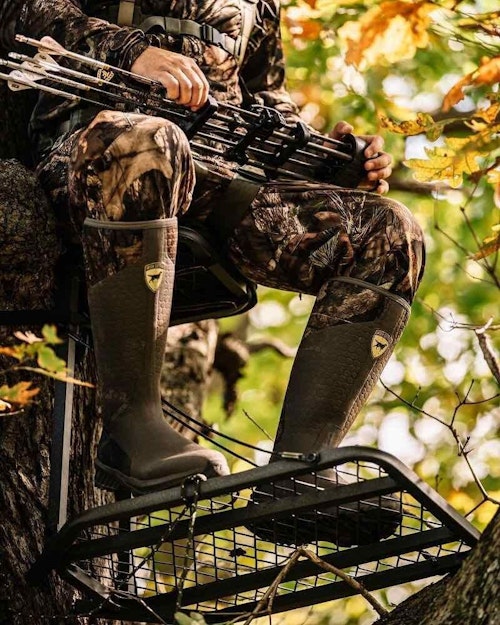 Knee-high rubber boots such as the Irish Setter Mudtrek work well for bowhunting. The key to using them throughout a lengthy whitetail season in the Midwest or North is having one non-insulated pair (above) for warm weather, and one heavily insulated pair for cold temperatures.