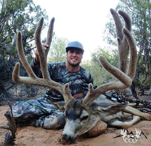 Bowdy Gardner’s new world record typical mule deer in velvet, measuring 218 2/8 inches. Gardner was awarded the Pope and Young's highest honor, the Ishi Award.