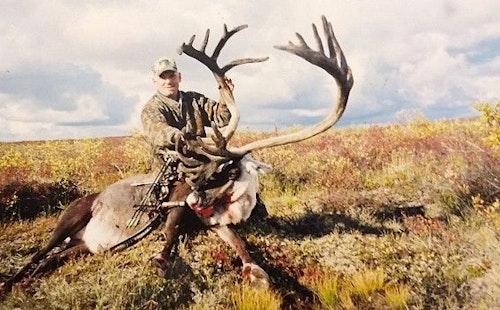 Rodney Cockeram and his world record velvet central Canada barren ground caribou, which was arrowed in 2005 at Humpy Lake in Northwest Territories.
